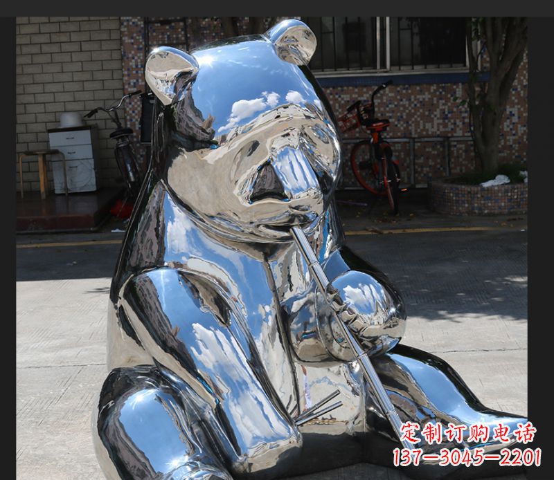 镜面不锈钢熊雕塑