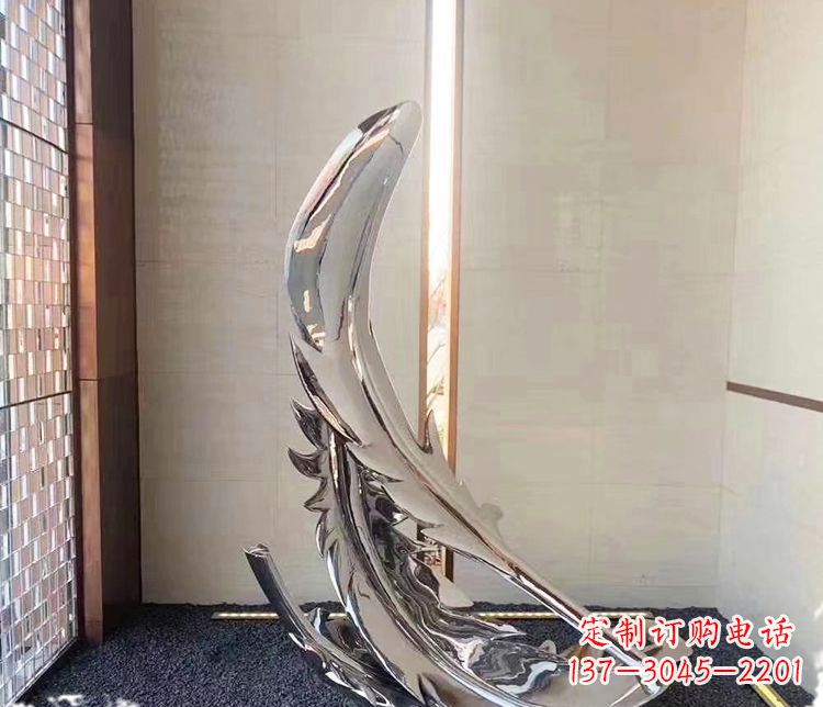 镜面不锈钢羽毛雕塑