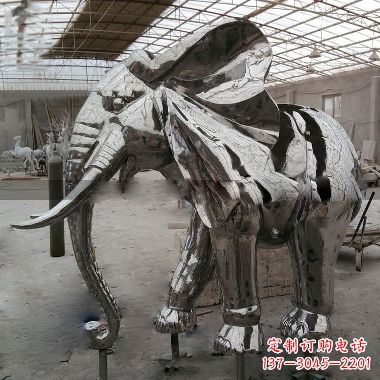 镜面大象不-锈-钢-雕-塑-