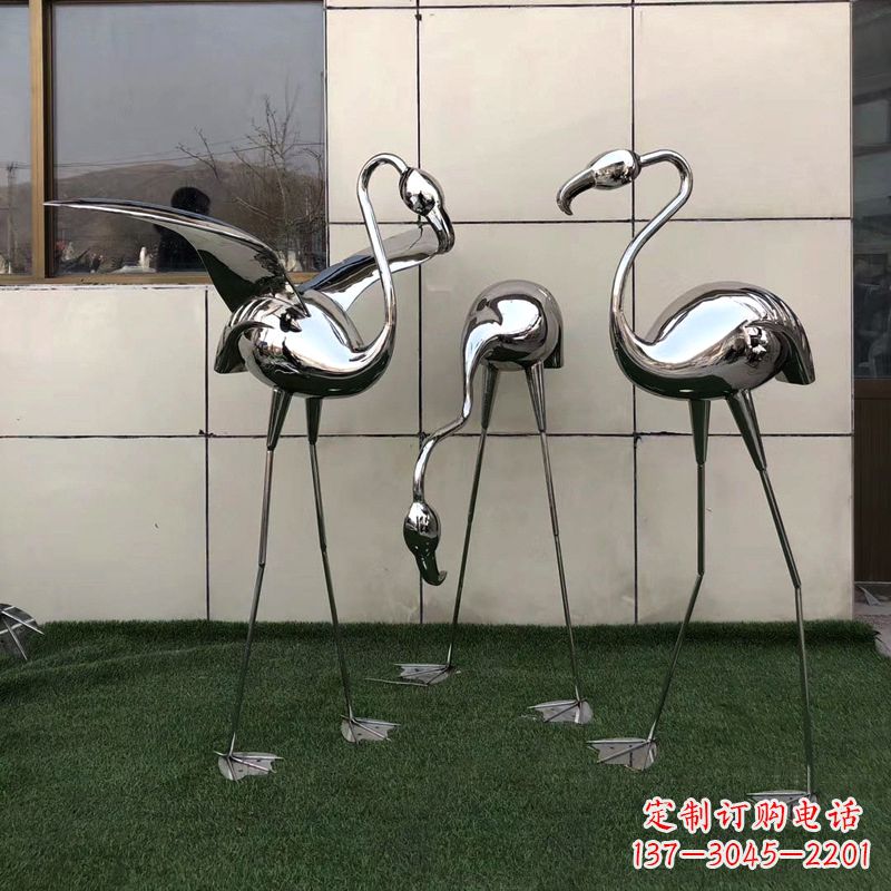 镜面仙鹤不-锈-钢-雕-塑-摆件
