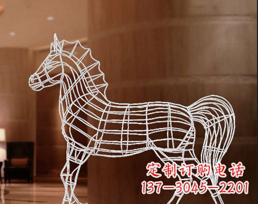 酒店会所不锈钢镂空马雕塑
