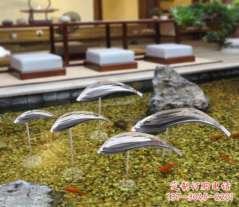 酒店装饰不锈钢鱼景观雕塑