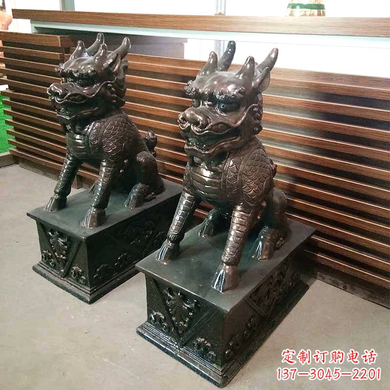 看门铜雕麒麟 看门铜雕麒麟