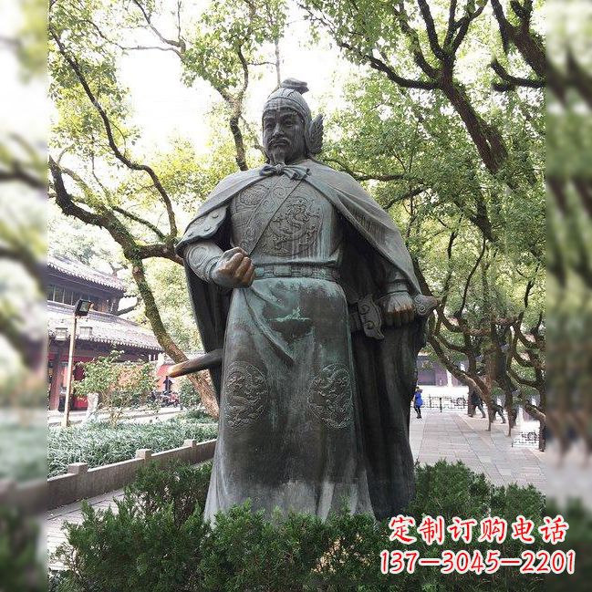 抗金名将中国古代人物岳飞铜雕像