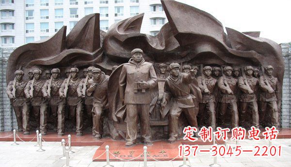 抗战时期广场人物铜雕