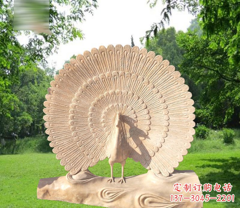 孔雀/开屏/石雕/公园-孔雀开屏石雕公园雕塑