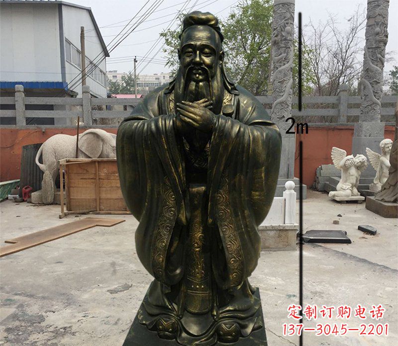 孔子古代名人铜雕 (3)
