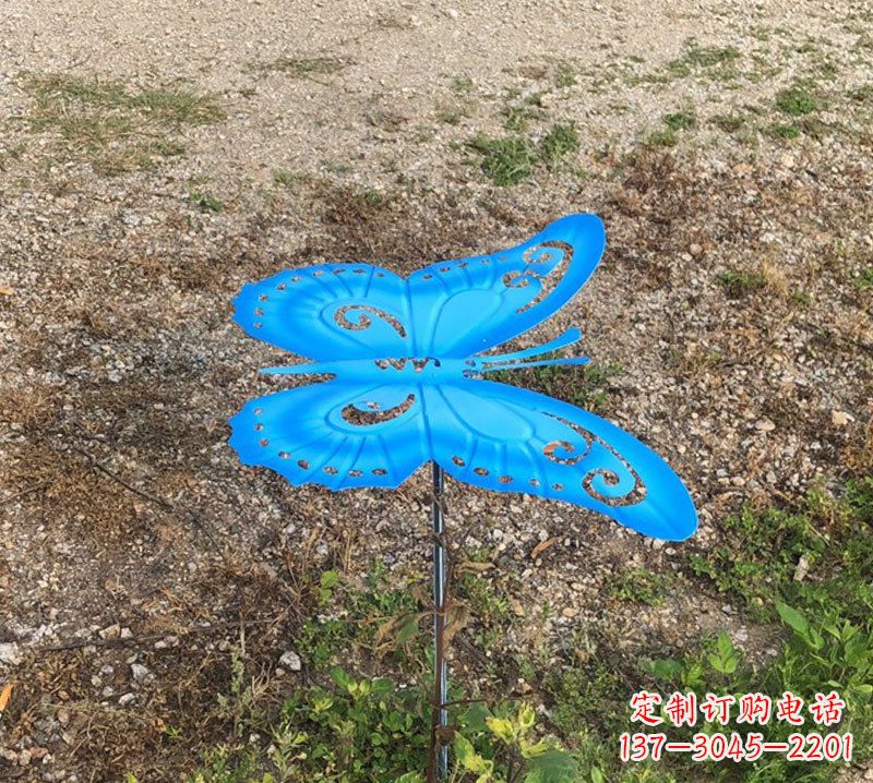 蓝色不锈钢铁艺蝴蝶插件
