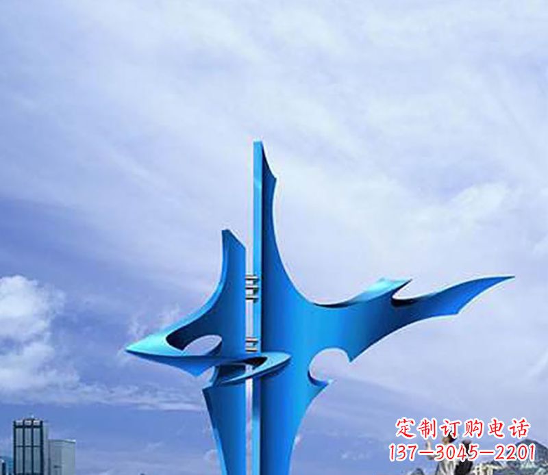 蓝色抽象广场景观雕塑