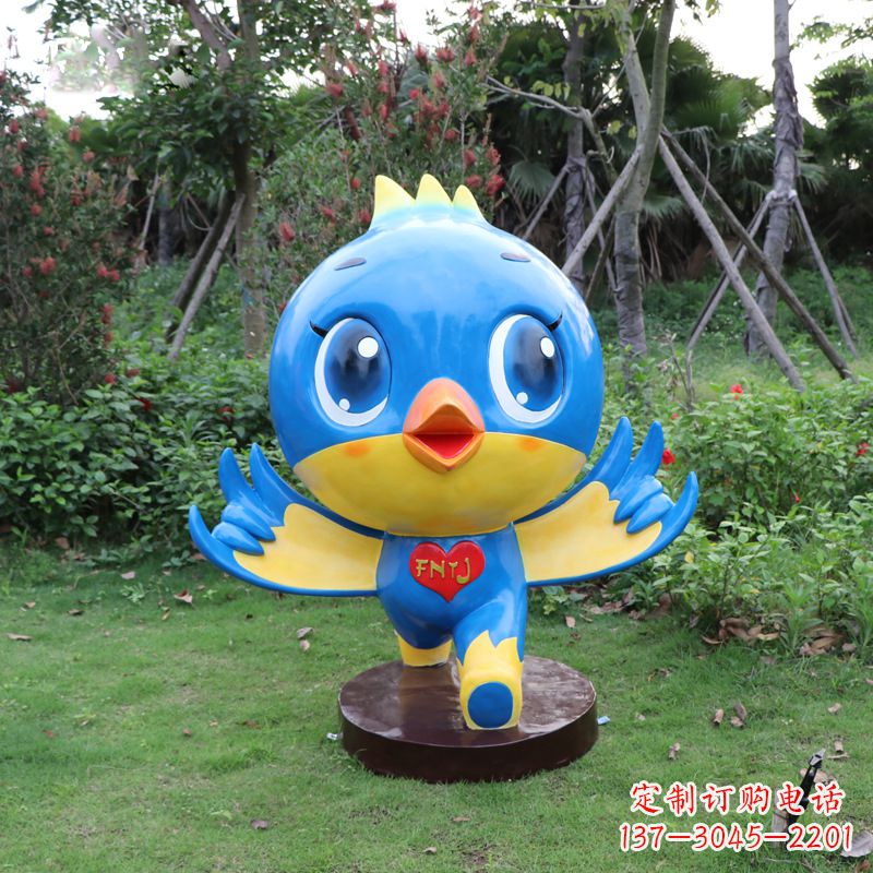 蓝色的卡通鸽子玻璃钢雕塑