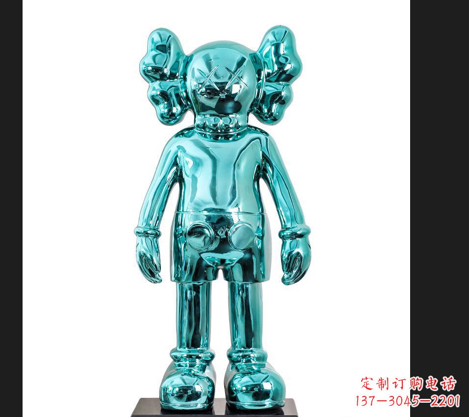 蓝色动漫不锈钢机器人雕塑