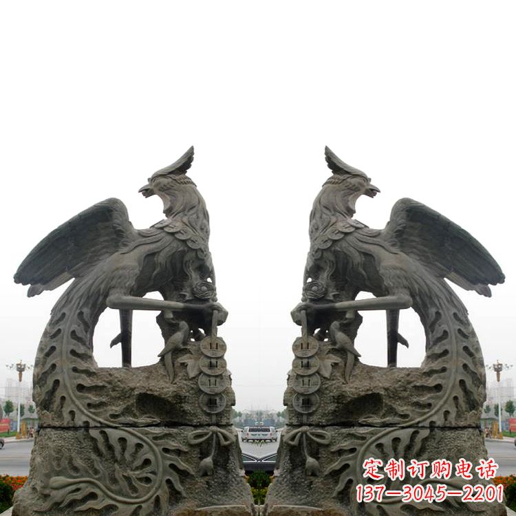 老青石凤凰雕塑