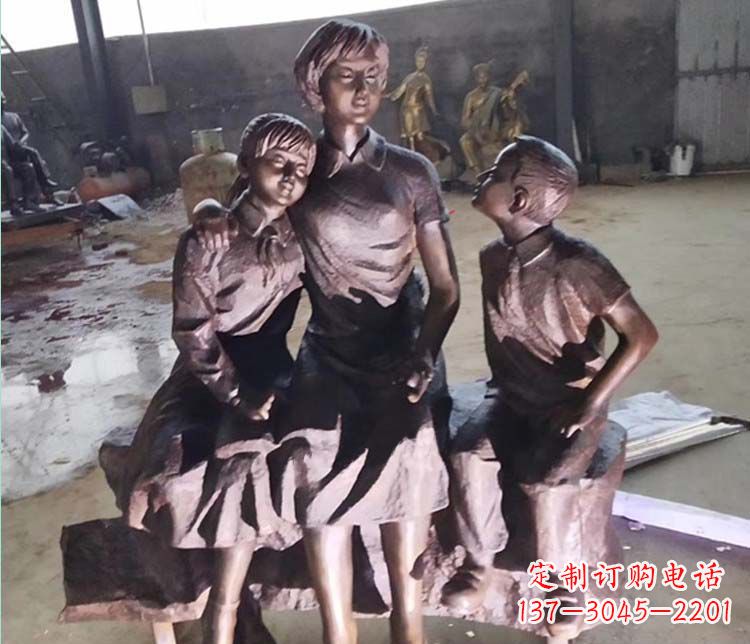 老师和学生铜雕