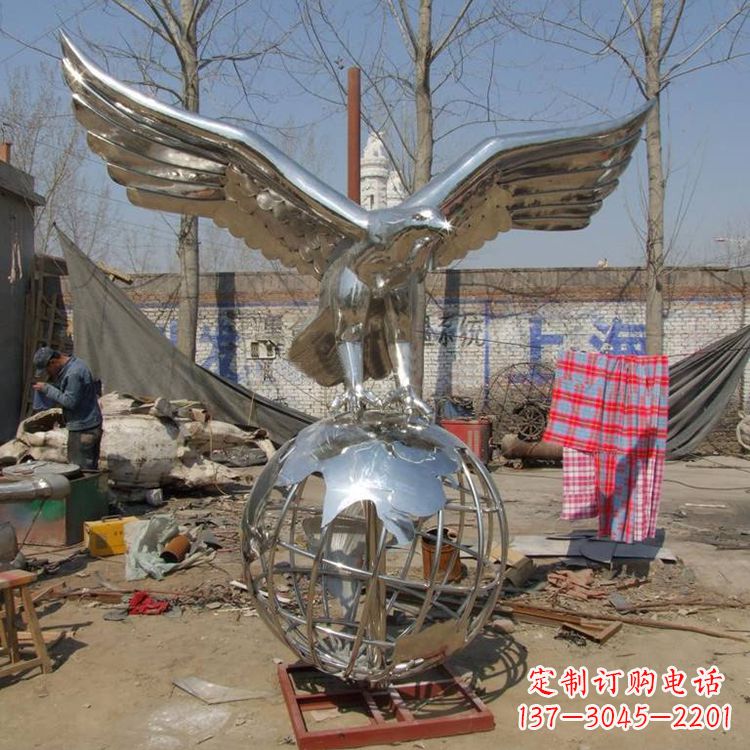 老鹰雕塑 - 老鹰/地球/不锈钢/景观 老鹰雕塑 - 老鹰/地球/不锈钢/景观