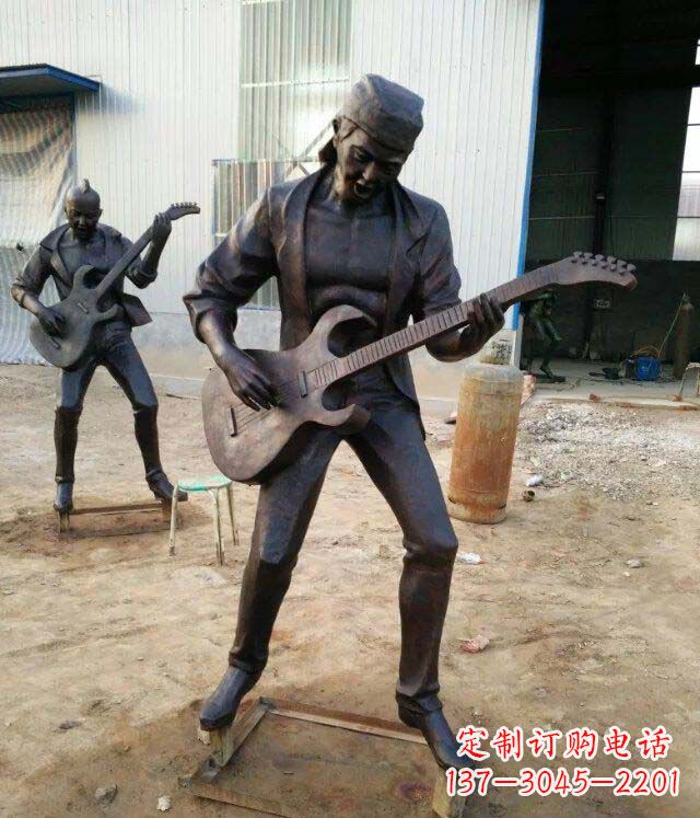 乐队演奏广场人物铜雕 (2)