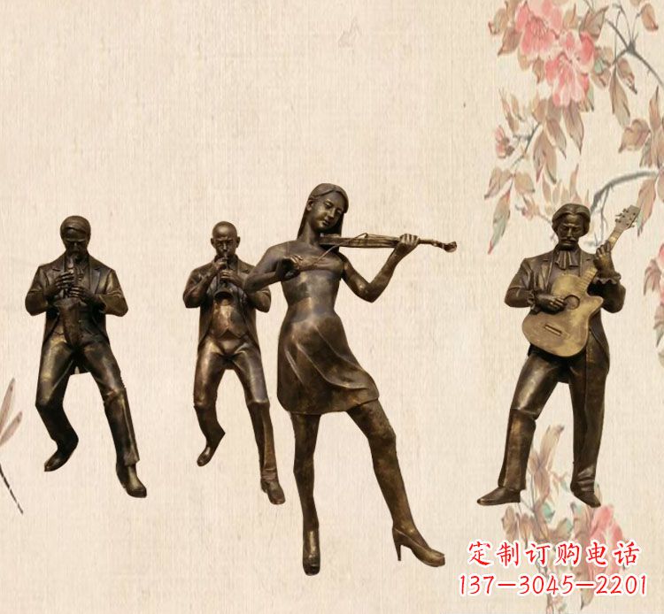 乐队演奏人物铜雕塑