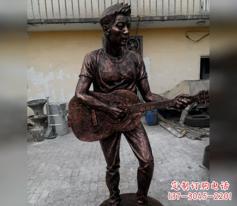 乐队验演奏广场人物小品铜雕