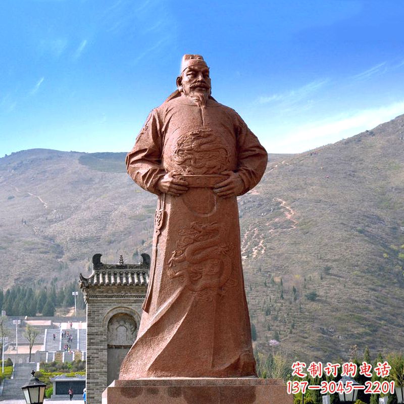 李世民砂岩石雕塑像