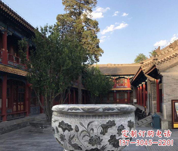 荷花雕塑 - 连年/浮雕/圆形/荷花/水缸 荷花雕塑 - 连年/浮雕/圆形/荷花/水缸
