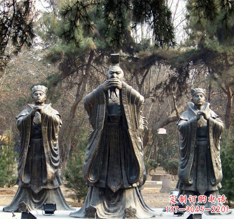 刘关张桃园结义人物铜雕