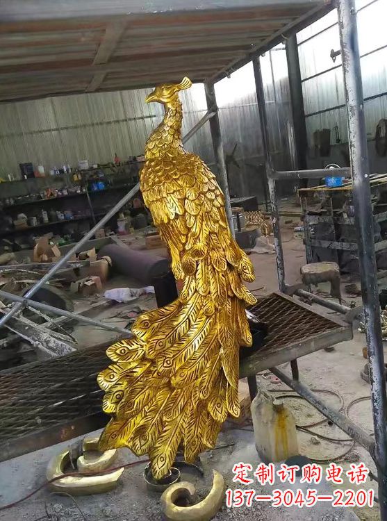 鎏金凤凰,城市园林铸铜景观动物雕塑