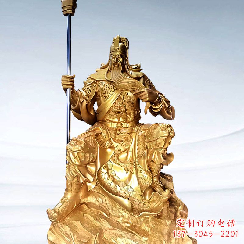 鎏金五虎上将关羽铜雕