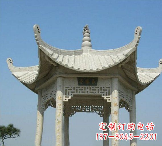 六角凉亭园林景观石雕