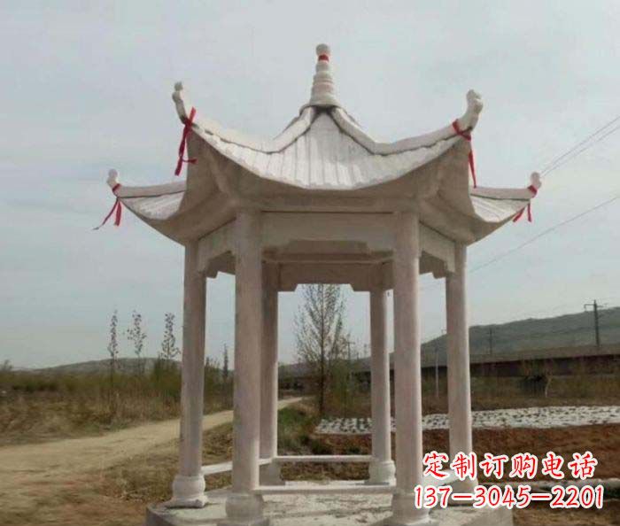六角石雕凉亭 (2)