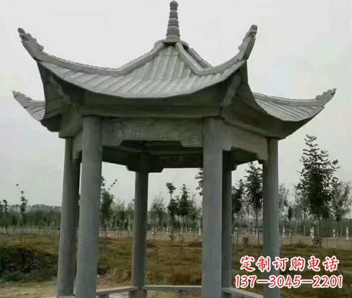 六角石雕凉亭 (3)