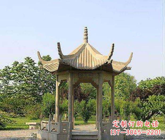 六角石雕凉亭 (6)