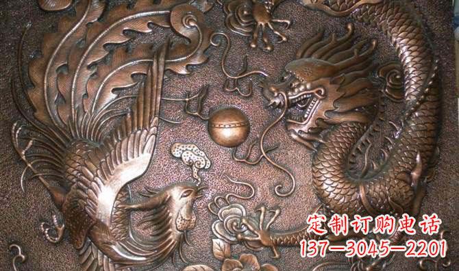 龙飞凤舞红铜壁画铜浮雕 (2)