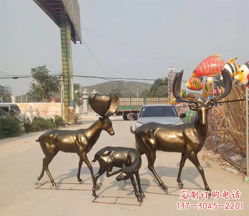 鹿公园动物铜雕