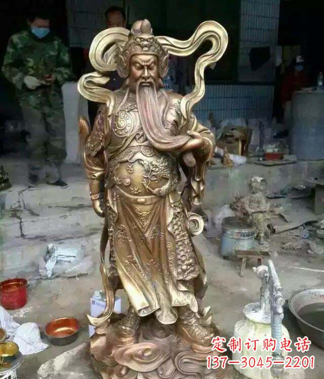 捋胡子的关公古代人物铜雕