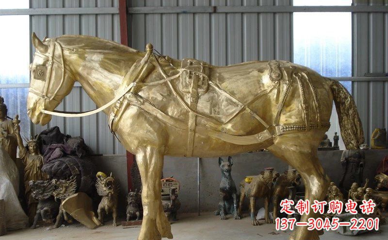 马拉车铸铜动物铜雕