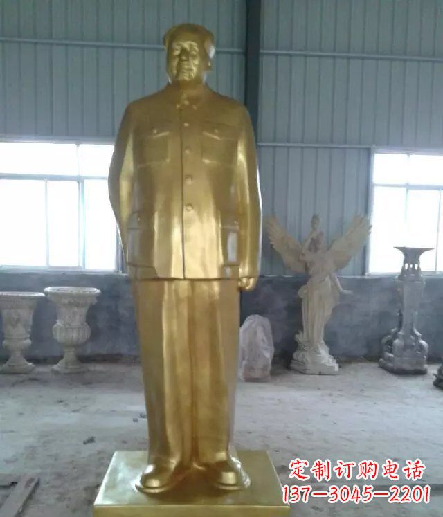 毛主席玻璃钢仿铜人物雕塑_1