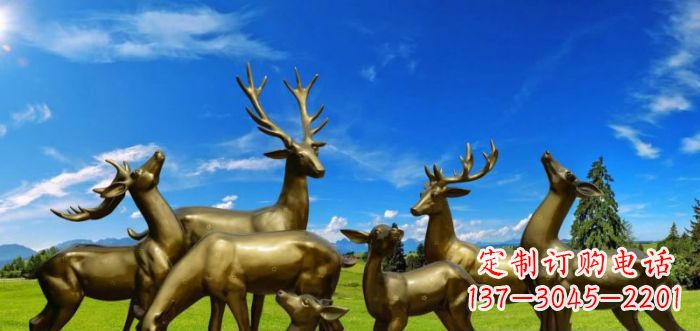 梅花鹿铜雕 (2)