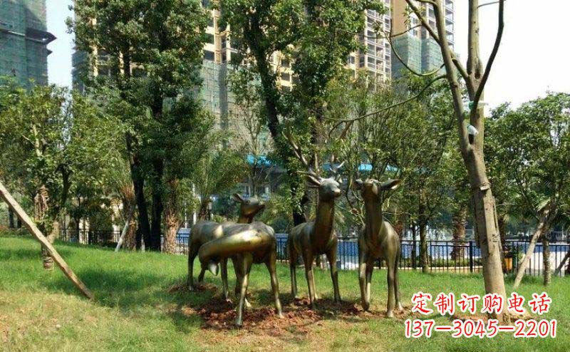梅花鹿小区动物铜雕