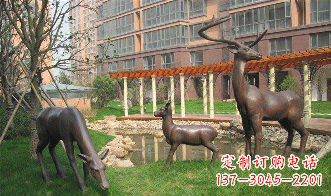 梅花鹿小区景观动物铜雕
