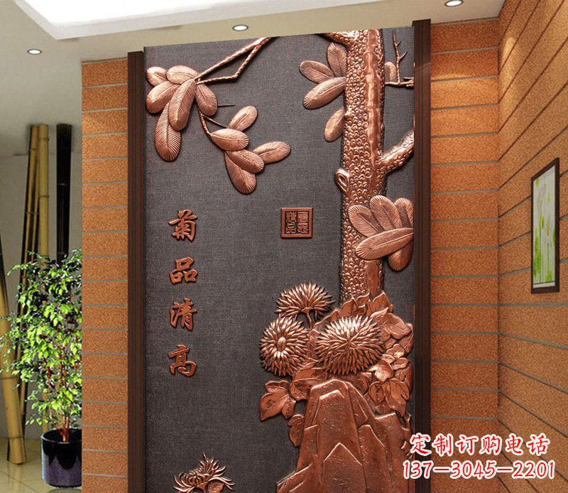 梅兰竹菊办公装饰壁画铜浮雕