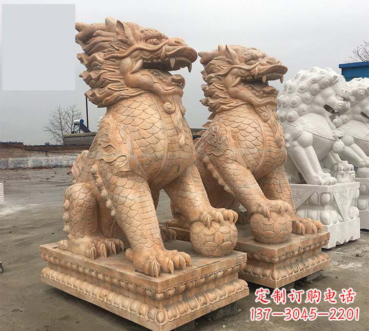 门口踩球麒麟石雕