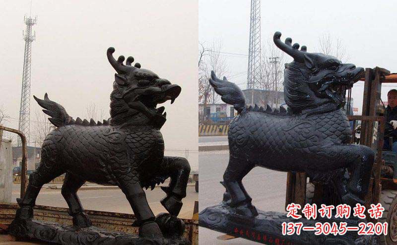 门口麒麟神兽铜雕