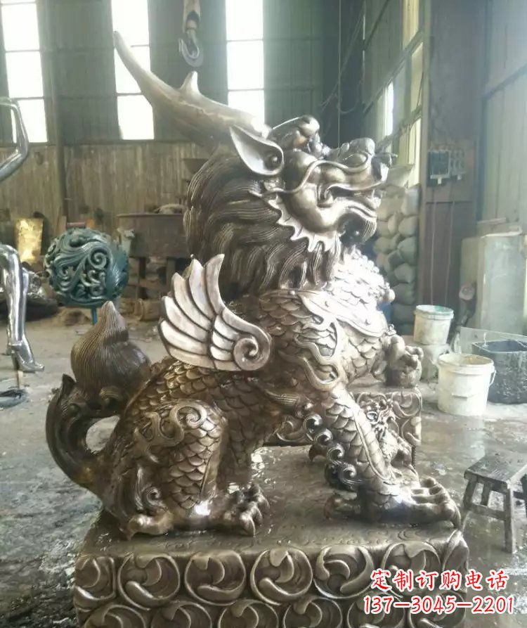 门口麒麟铜雕 (3)