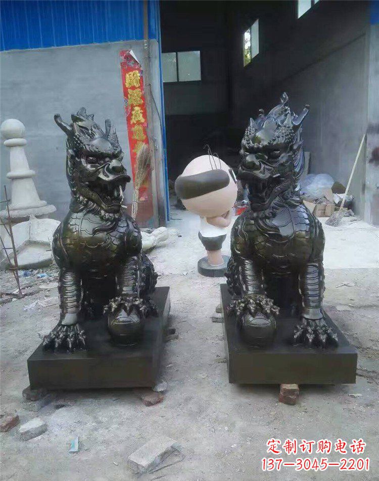 门口麒麟铜雕