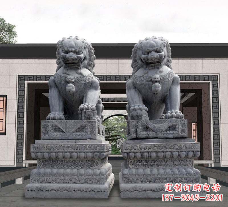 门口青石传统狮子石雕