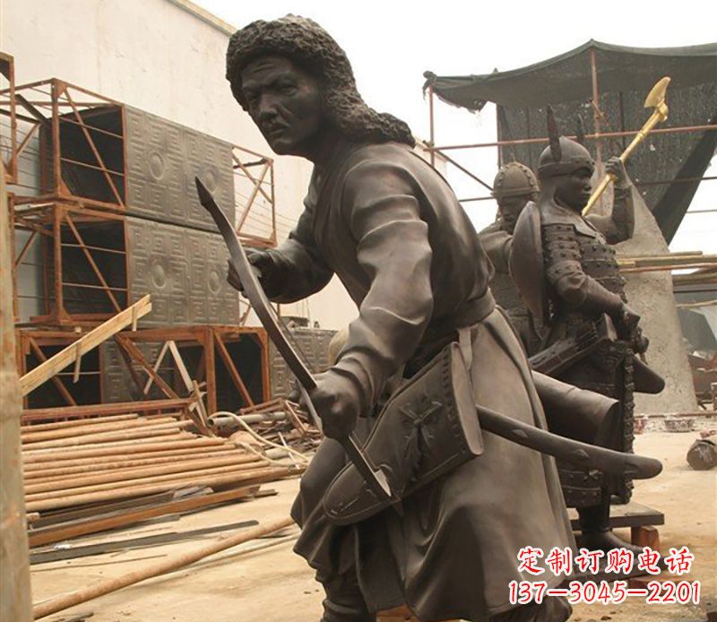 蒙古风情人物铜雕