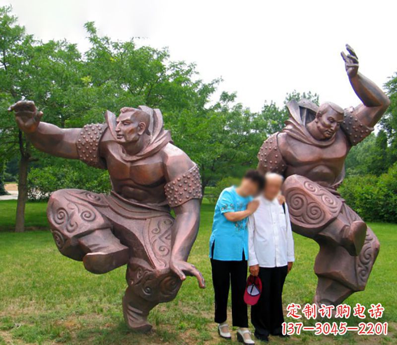 蒙古摔跤公园景观铜雕