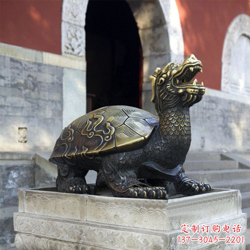 弥勒佛坐赑屃雕塑-寺庙大门神兽动物雕塑