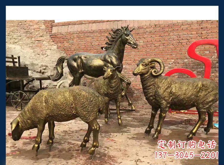 绵羊公园动物铜雕
