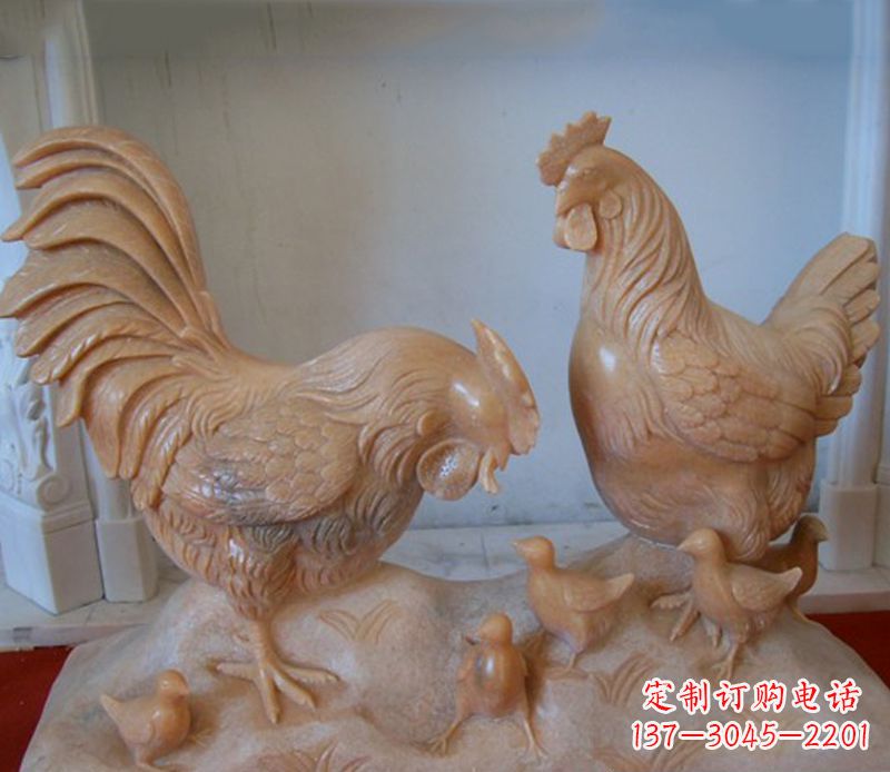 母子鸡动物石雕