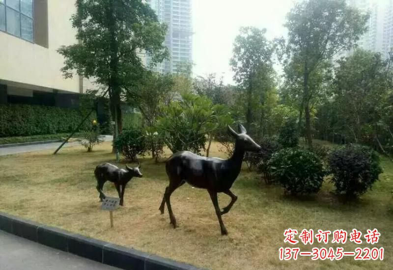 母子鹿铜雕 (2)